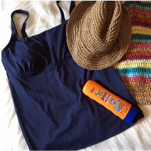 Lands' End Navy Blue Tankini Top